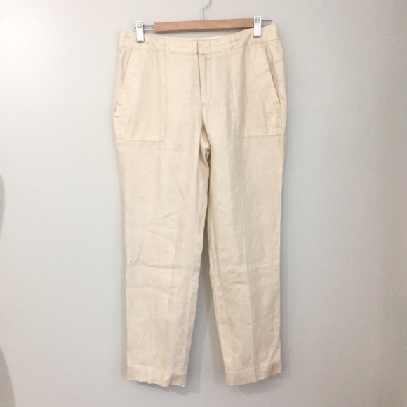 J. Crew Gold Metallic Foil Linen Pants Size 4 - Picture 3 of 8